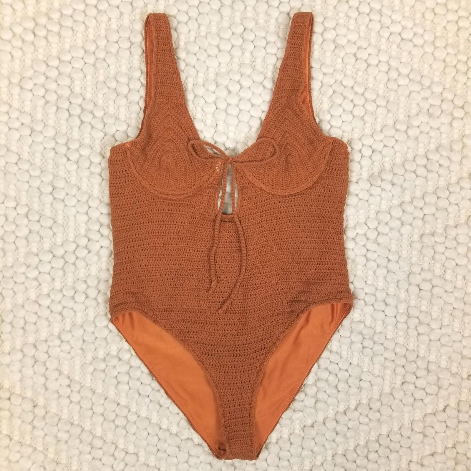 Other LPA Mystique One Piece Crochet Rusty Orange Sz Medium Size ONE SIZE - 6 Thumbnail