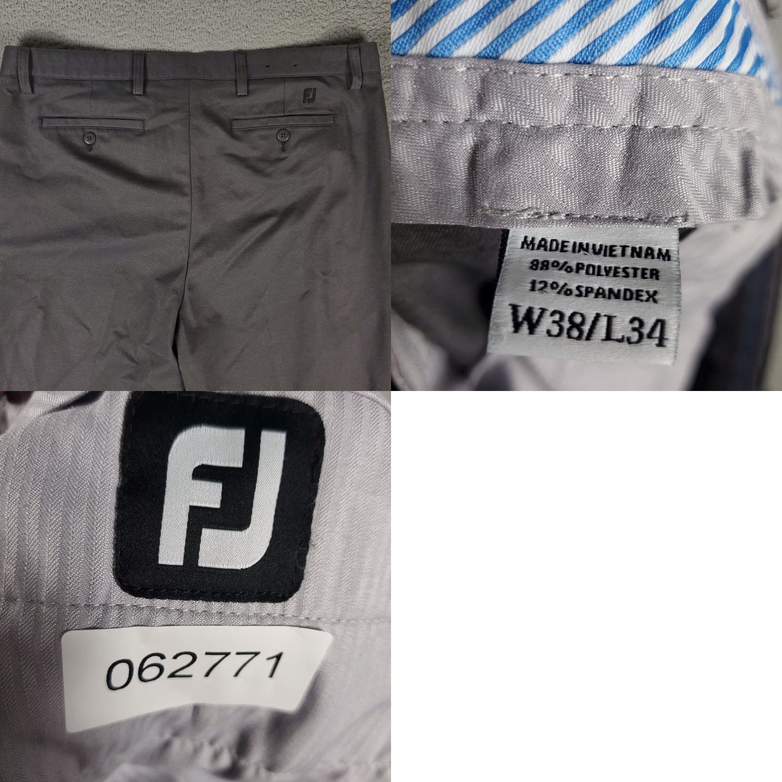 Footjoy FootJoy Pants Mens 38x34 Gray Stretch Flat Front Chino Trousers Regular Size 38 Gray FootJoy Size US 38 / EU 54 - 8 Thumbnail