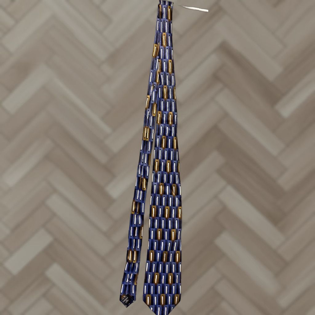 Jos. A. Bank Jos. A. Bank Collection Tie Pure Silk Long Blue Diamond Geometric Logo Preppy Designer Mens Tie Size ONE SIZE - 1 Thumbnail