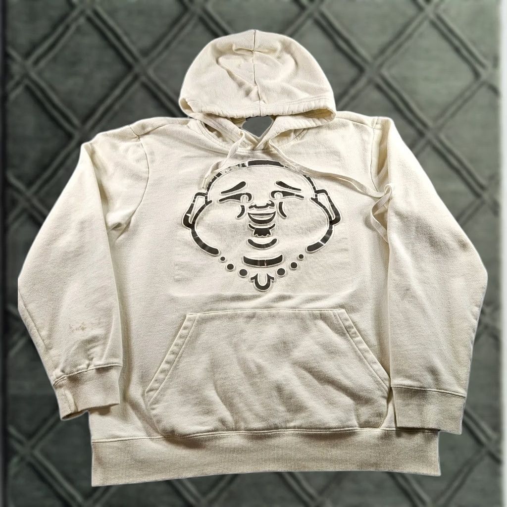 True Religion VINTAGE True Religion Hoodie Men XL Pullover White Buddha Face Reflective Pullover Hoodie Mens Size US XL / EU 56 / 4 - 1 Thumbnail