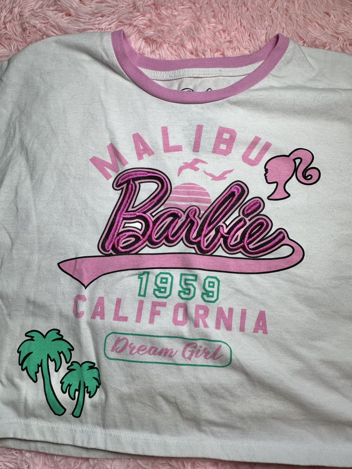 Other Oversized Embroidered Barbie Tshirt Crop Top Womens Size M / US 6-8 / IT 42-44 - 3 Thumbnail