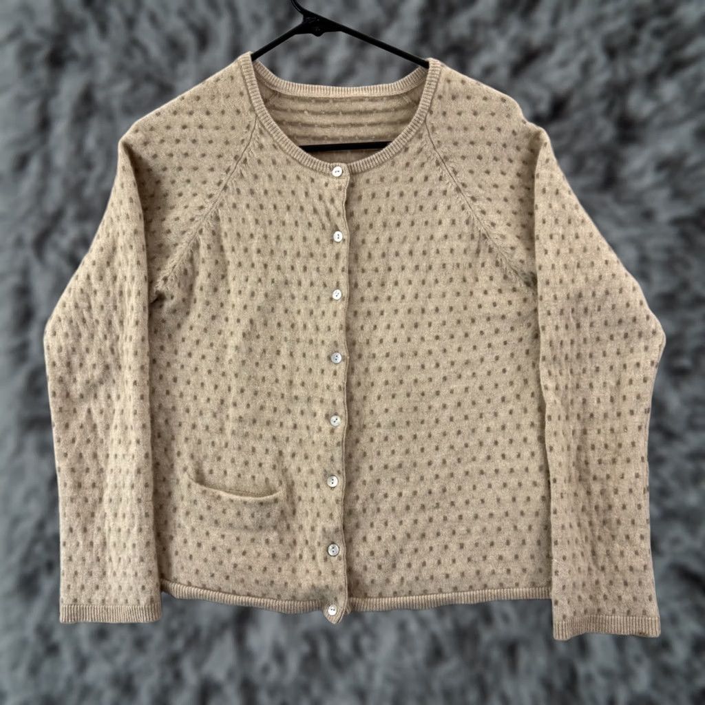Vintage Gudrun Sjoden Sweater Womens Medium Beige Button Up Cardigan Long Sleeve Preppy Size M / US 6-8 / IT 42-44 - 1 Thumbnail