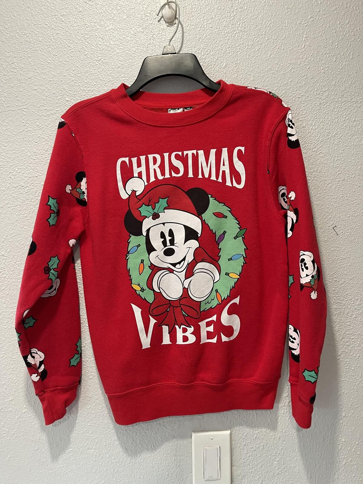 Disney Disney Christmas Vibes Mickey Mouse Red Sweatshirt Size ONE SIZE - 1 Thumbnail