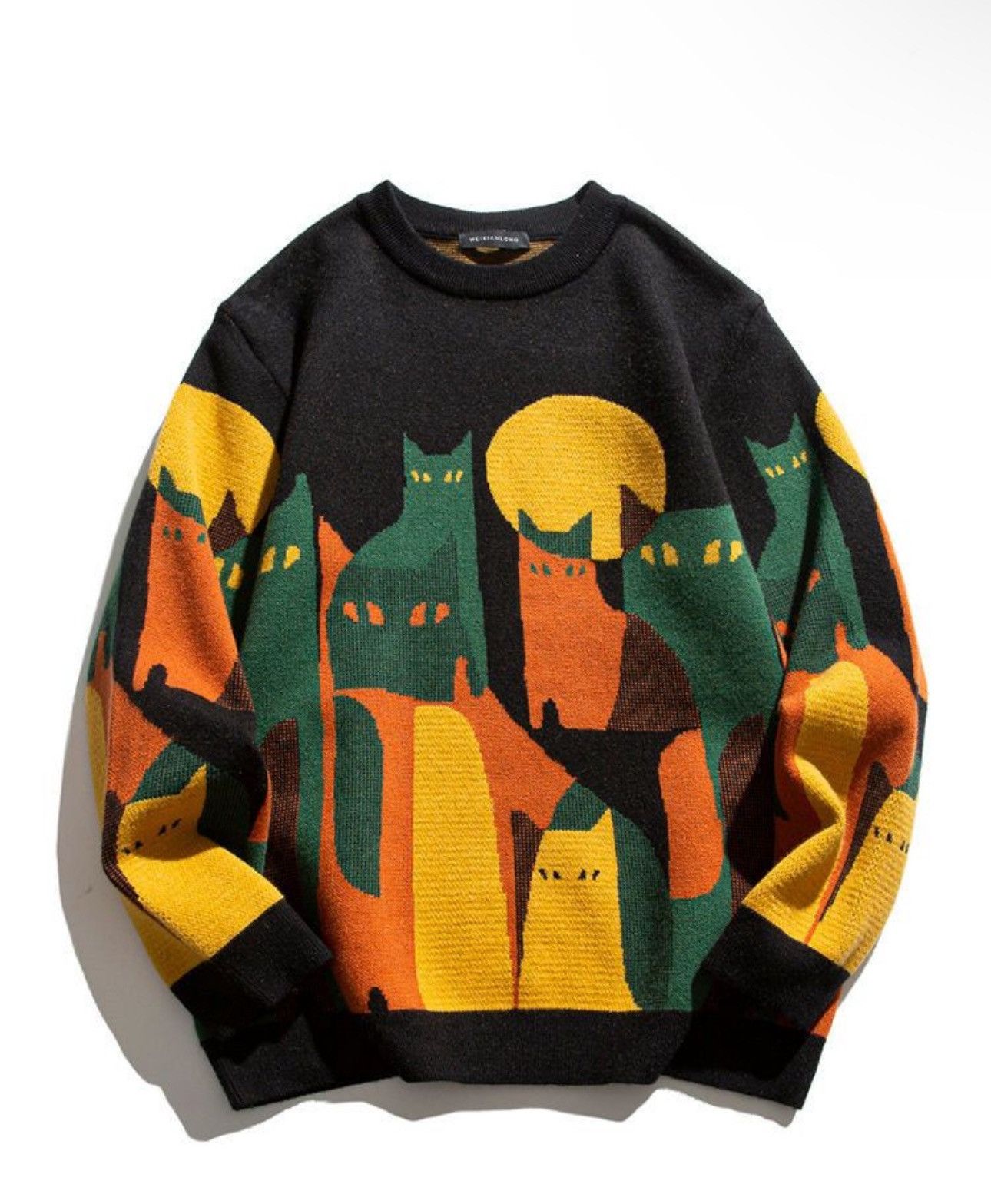 Other Streetwear Cartoon Knitted Striped Cat Print Sweater Size US XXL / EU 58 / 5 - 1 Thumbnail