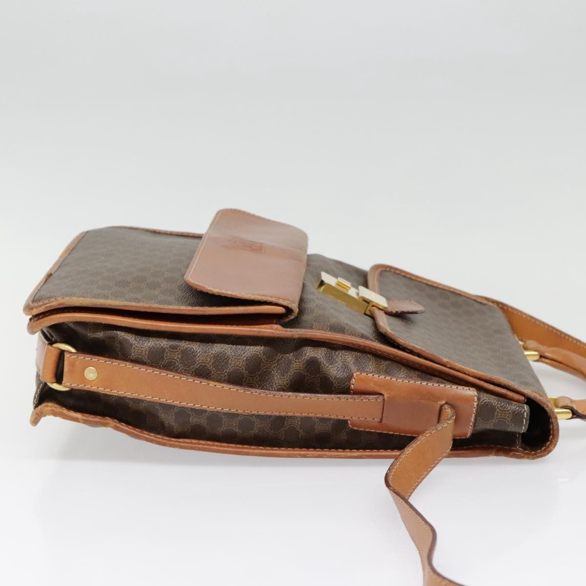 Celine CELINE Macadam Canvas Shoulder Bag Pvc Leather Brown Gold Size ONE SIZE - 4 Thumbnail