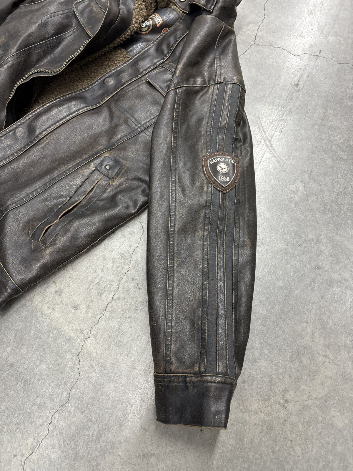 Other Hawke & Co Faux Leather Jacket Distressed Sherpa Size 10/12 Size S / US 4 / IT 40 - 5 Thumbnail