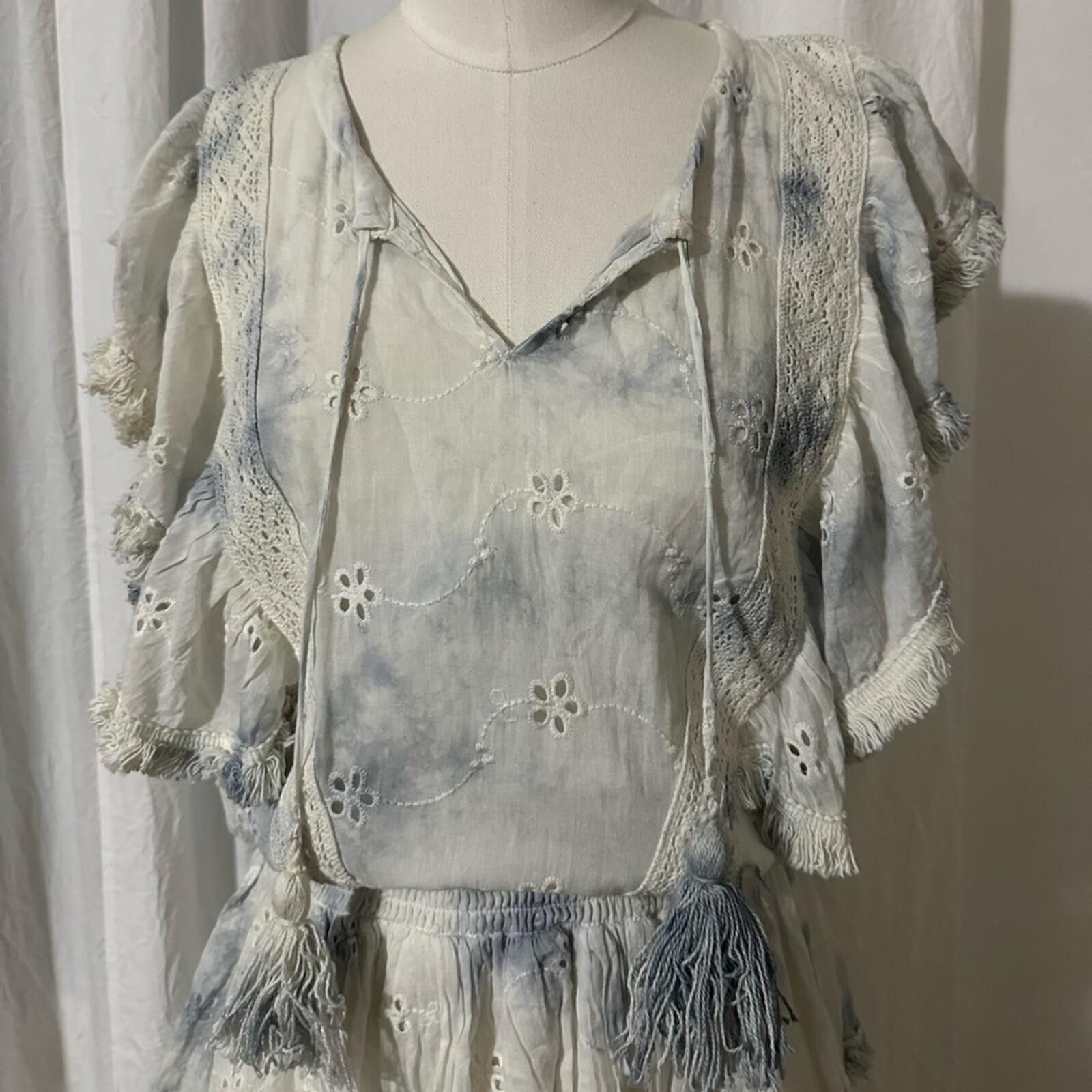 Other SURF GYPSY Ruffle Mini Eyelet Tie Dye Dress Size L / US 10 / IT 46 - 4 Thumbnail