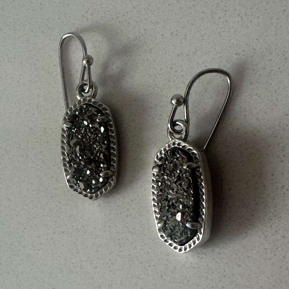 Kendra Scott Kendra Scott Lee Silver Platinum Drusy Small Drop Earrings Size ONE SIZE - 3 Thumbnail