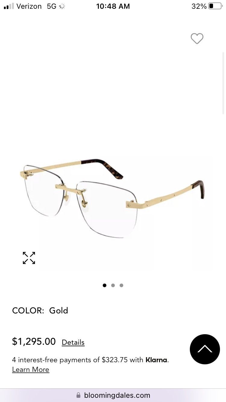 Cartier santos de cartier gold rimless squared optical glasses Grailed