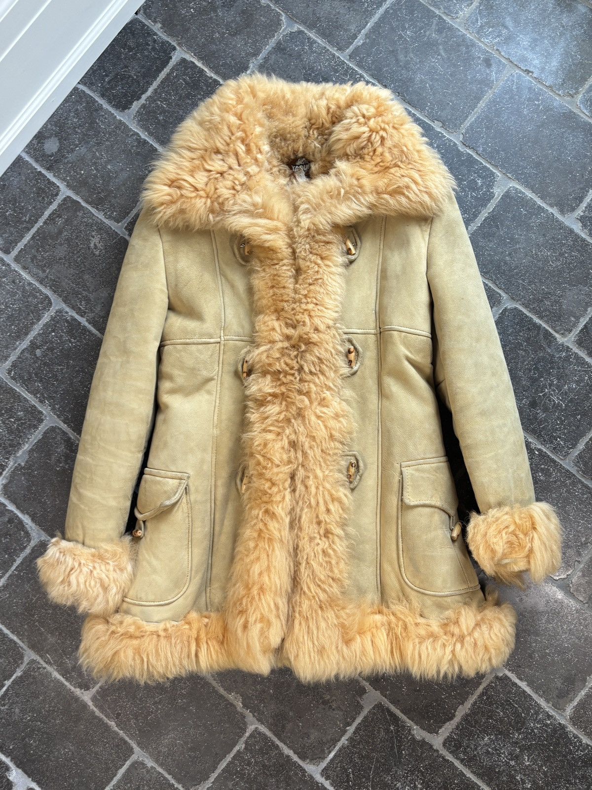 Vintage 70s Vintage Sheepskin Coat Shearling Bomber Flight Jacket Size M / US 6-8 / IT 42-44 - 2 Thumbnail