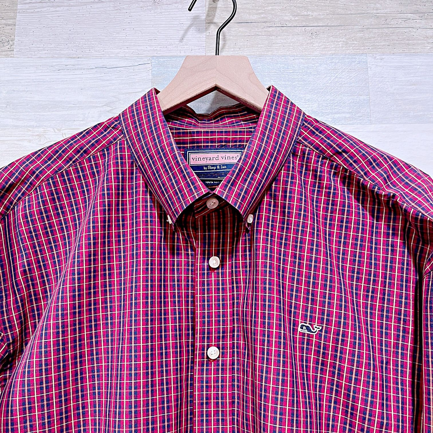 Vineyard Vines Vineyard Vines Oxford Whale Shirt Red Blue Plaid Mens XL Size US XL / EU 56 / 4 - 2 Thumbnail