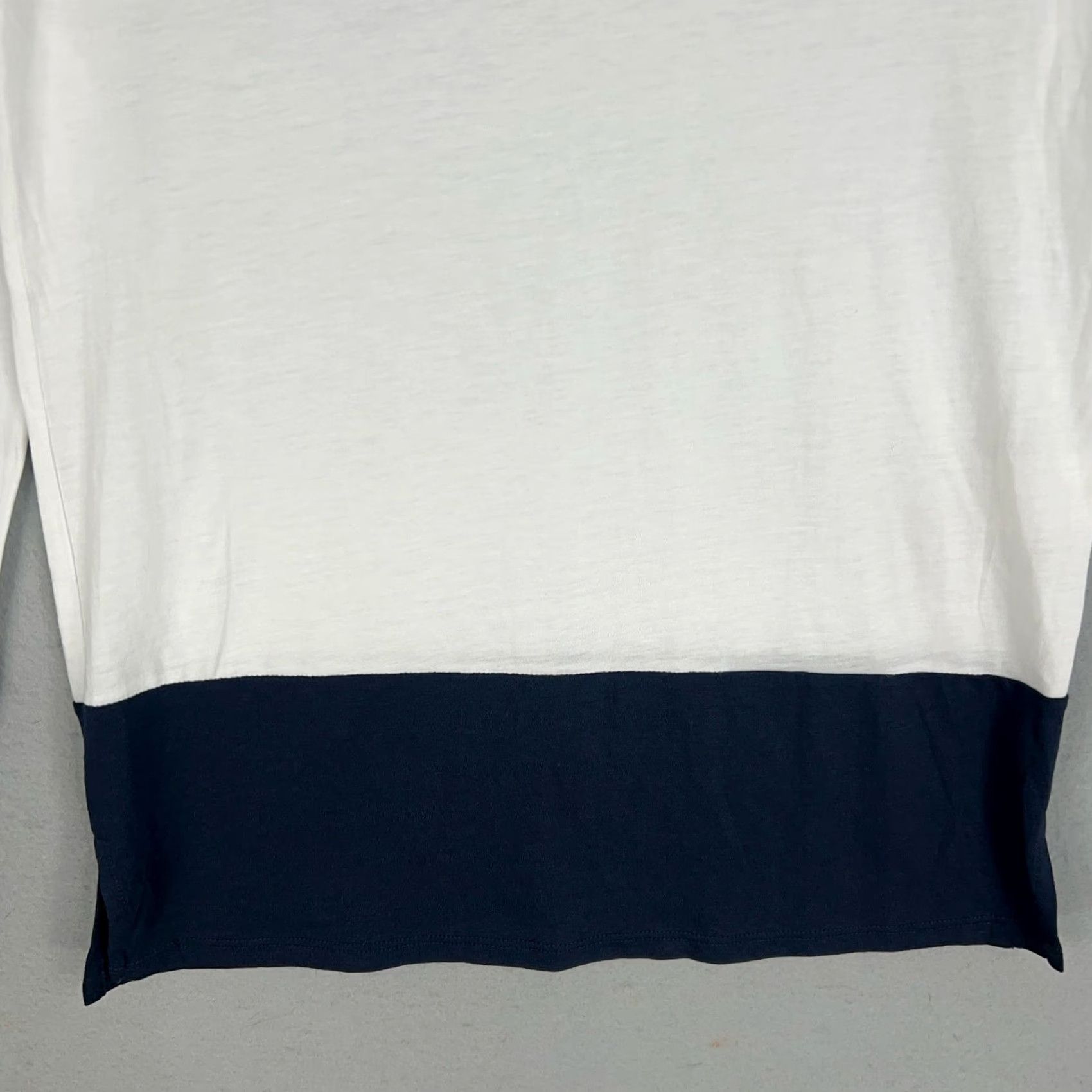 Vince Vince Shirt Womens XXS White Colorblock Crew Neck Basic Knit Lightweight 50% Pima Cotton 50% Modal Womens Size XXS / US 00 / IT 34 - 3 Thumbnail