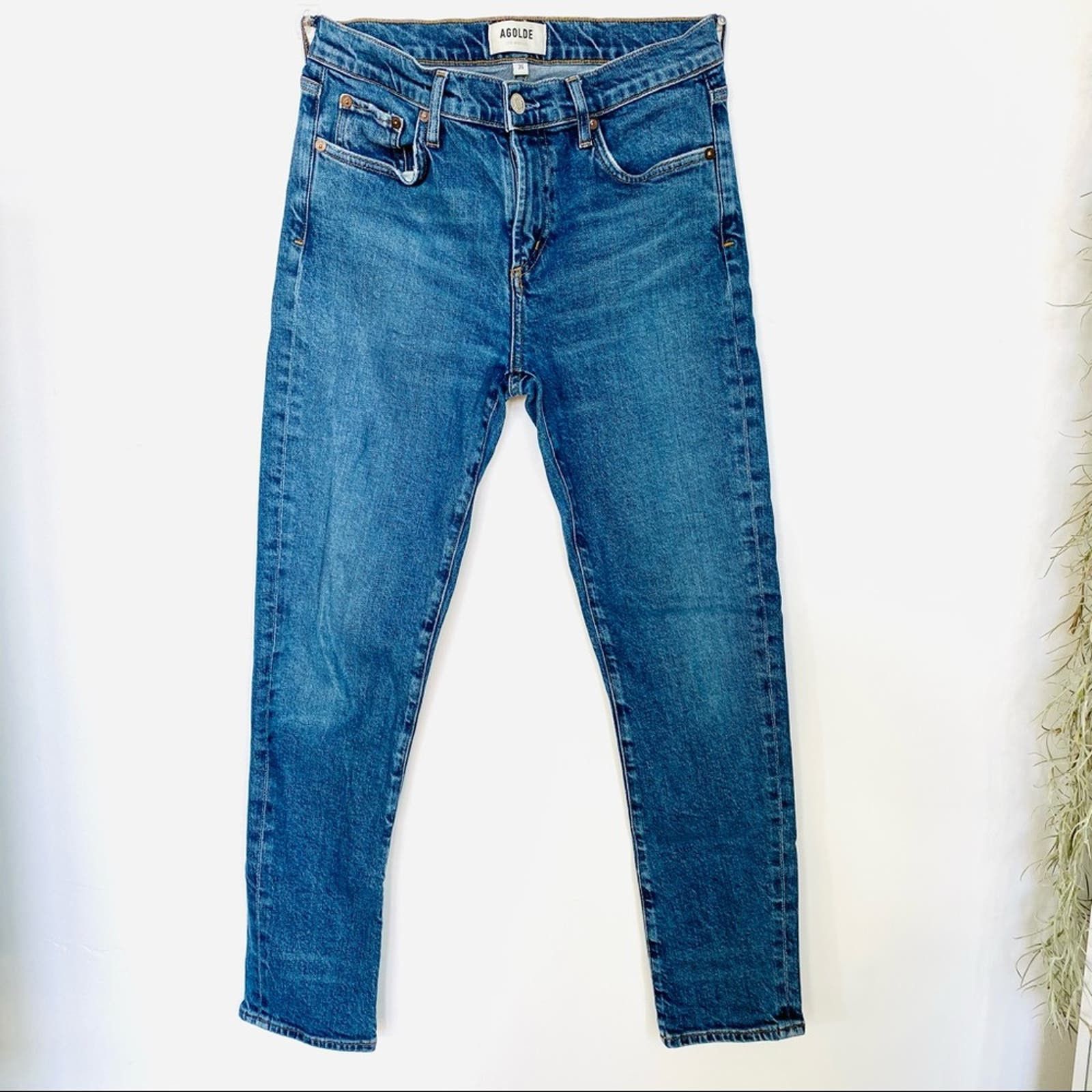 image of Agolde Revolve 90's Toni High Rise Straight Blue Mom Jean 26, Women's