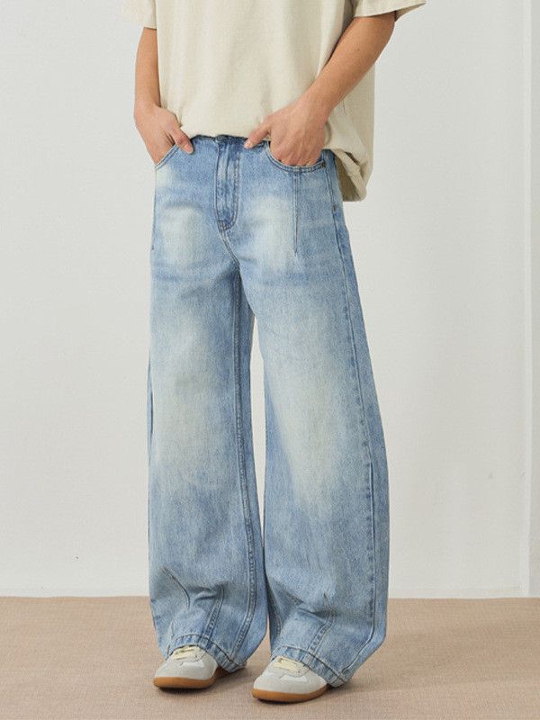 Vintage Men's wide-leg loose washed distressed scimitar jeans Size US 32 / EU 48 - 4 Thumbnail