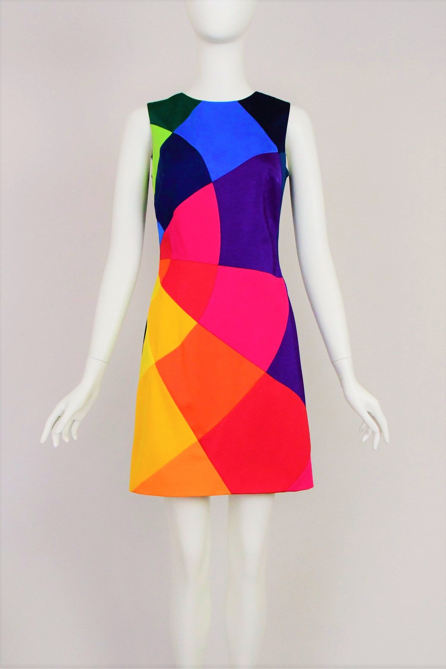 image of Moschino Colour Block Rainbow Nanny Medium Couture Dress, Women's