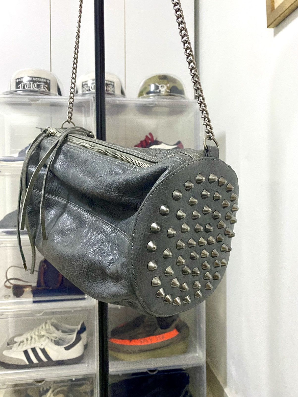 Japanese Brand Cassandra Fully Leather Punk Studded Chain Sling bag Size ONE SIZE - 3 Thumbnail