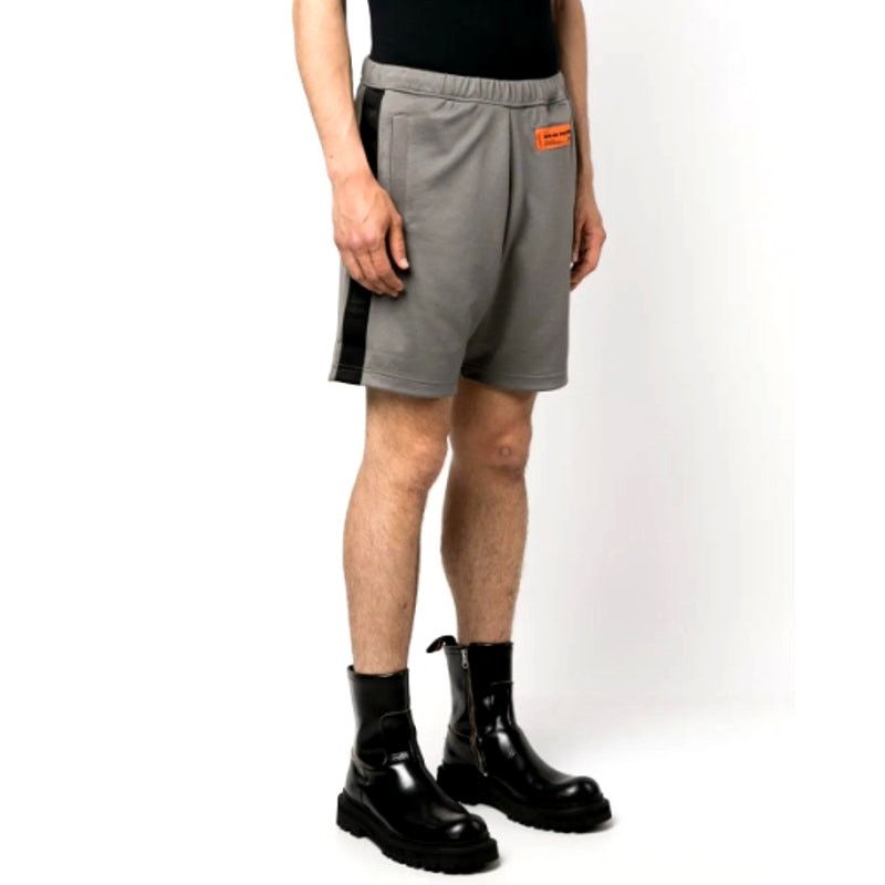 Heron Preston Heron Preston Men's Gray/Black Logo-Patch Track Shorts S L Size US 36 / EU 52 - 1 Thumbnail