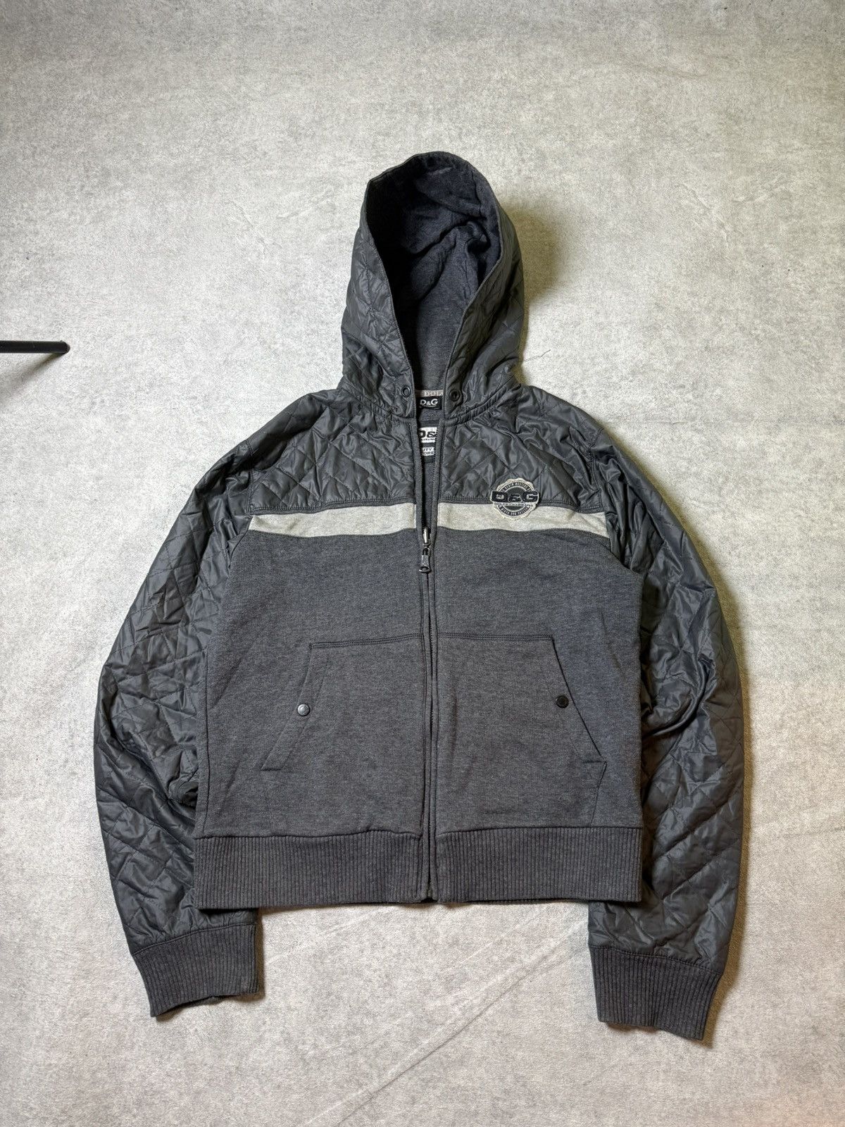 Dolce & Gabbana AW2007 Dolce & Gabbana Quilted Zip-up Grey Jacket Size US L / EU 52-54 / 3 - 1 Thumbnail