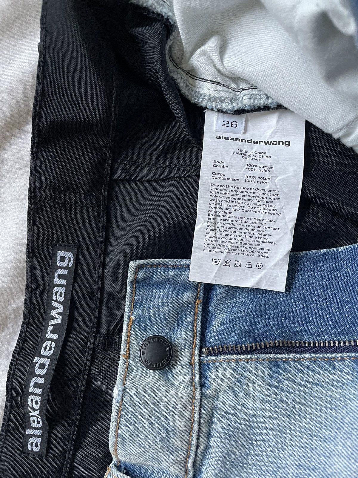 Alexander Wang Blue & Black Denim Hybrid Cargo Jeans Size 26" / US 2 / IT 38 - 9 Thumbnail