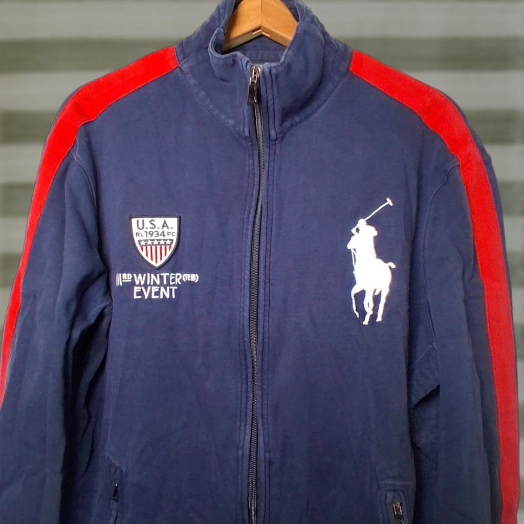 VINTAGE Polo Ralph Lauren Shirt L USA RL 1934 PC 111rd Winter Event Big Pony READ