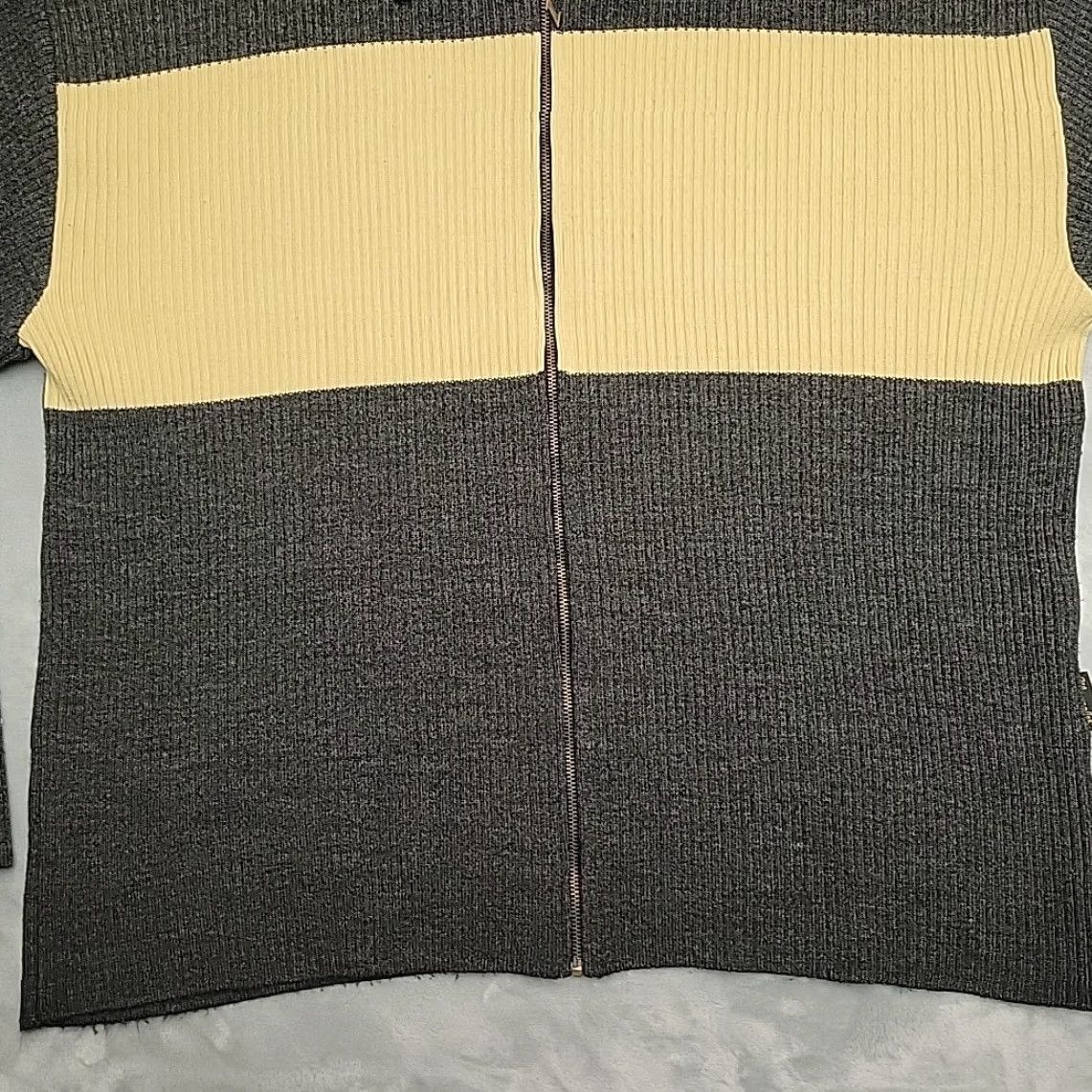 Wrangler VINTAGE Wrangler Sweater Mens L Gray Yellow Zip Front Knit Retro 70s Mod Size US L / EU 52-54 / 3 - 2 Thumbnail