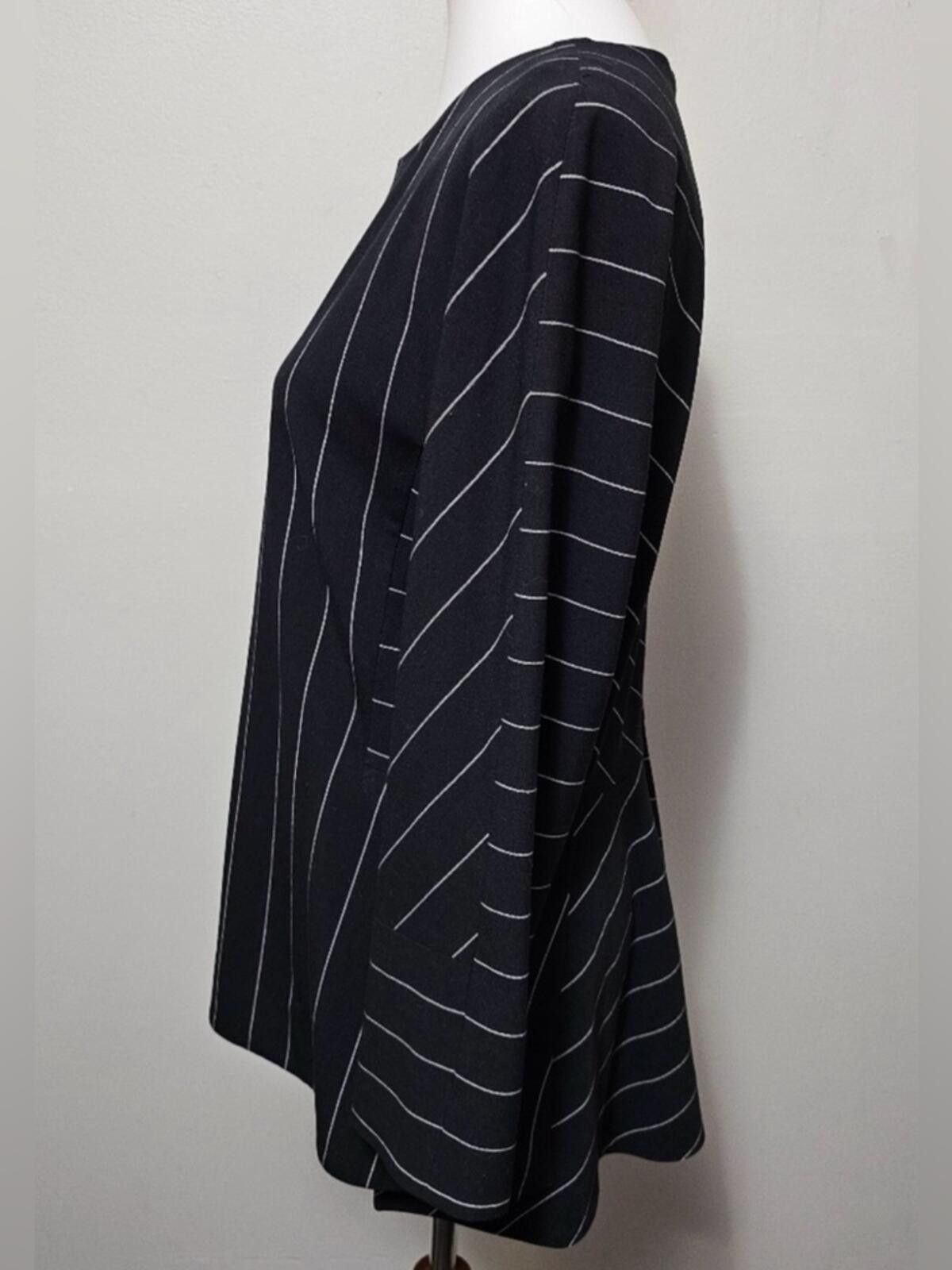 Other Anne Klein / Pinstripe Tunic Top / Black White Size M / US 6-8 / IT 42-44 - 12 Thumbnail