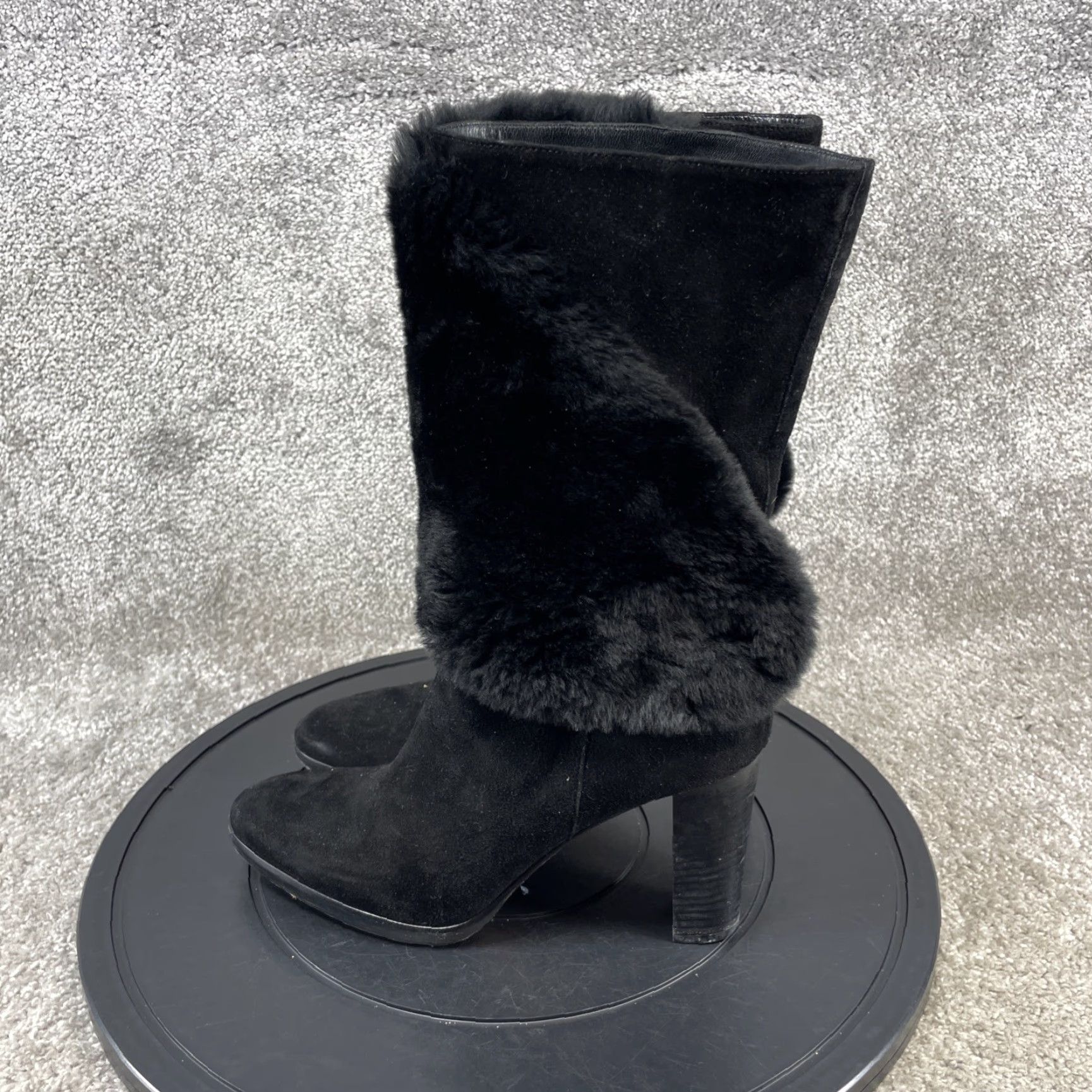 Loro Piana VINTAGE Loro Piana Women's Booties Size 8 US Black Suede Fur Block Heel Ankle Casual Size US 8 / IT 38 - 5 Thumbnail
