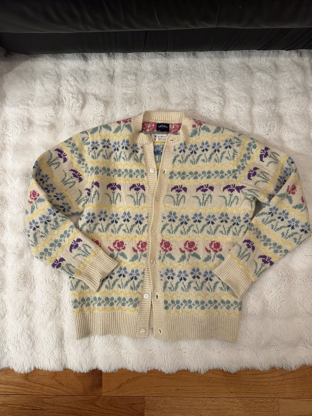 Noah Noah Shetland Wool Floral Cardigan Size US M / EU 48-50 / 2 - 1 Thumbnail