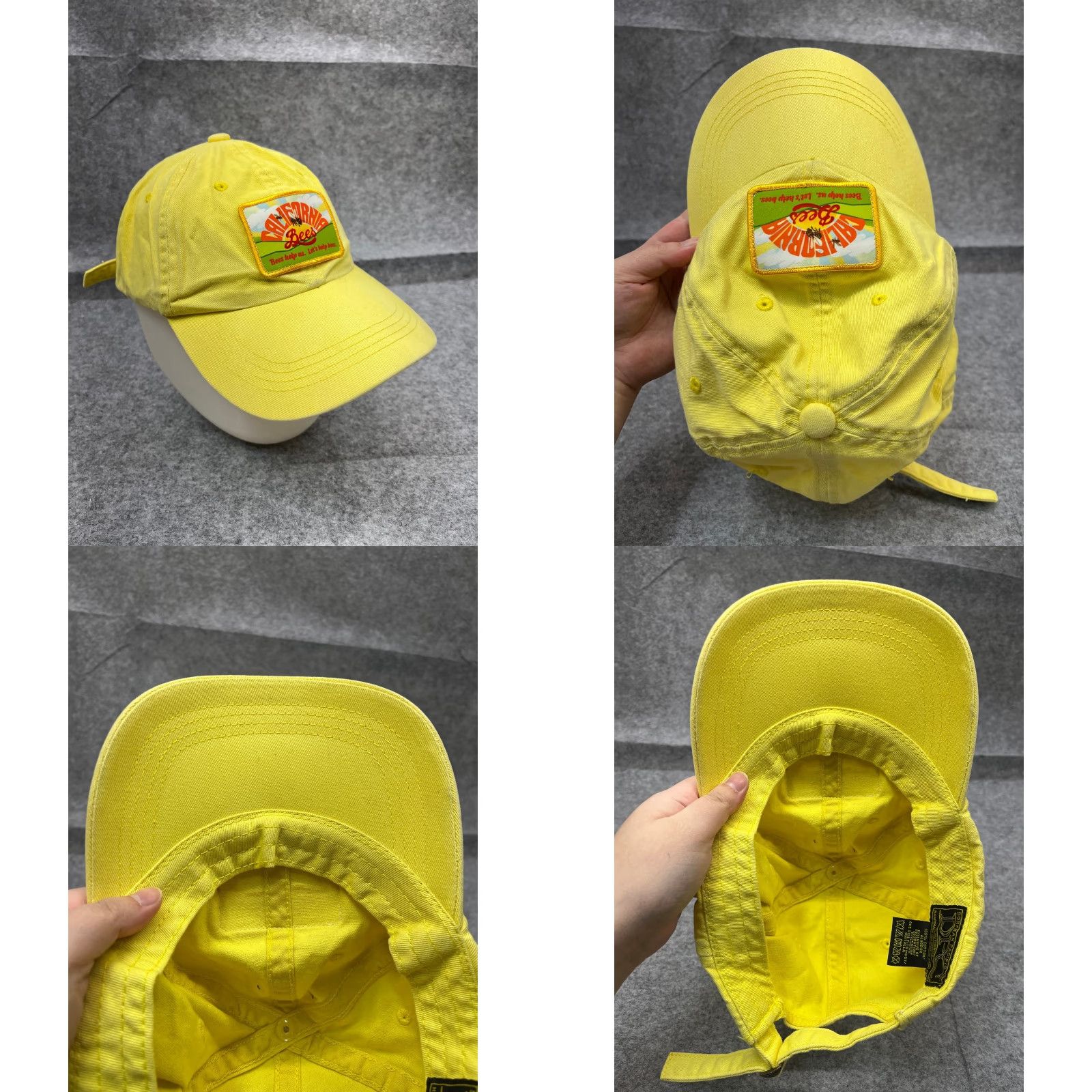 Vintage Dorfman Pacific Hat - Yellow Twill Baseball Cap - One Size - Men - Adjustable Strap Back - 100% Cotton - Bees Outdoor Theme Size ONE SIZE - 8 Thumbnail