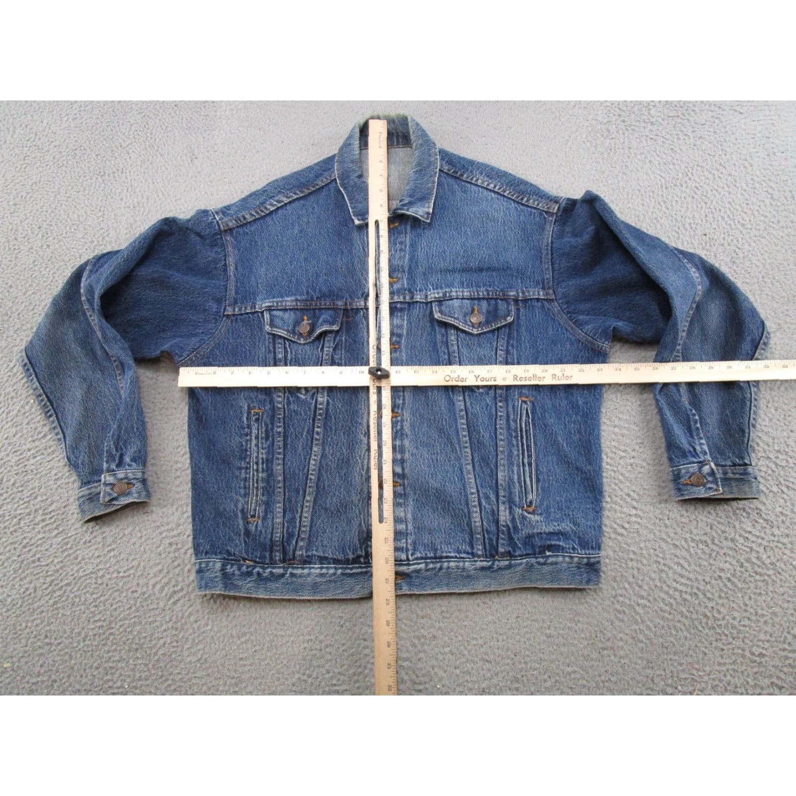 Denime VINTAGE Denim Jacket Medium Wash Chest 48 Button Up Trucker Unbranded Jean Size US 33 - 4 Thumbnail
