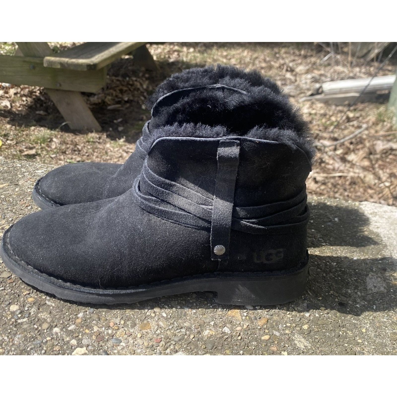 Ugg UGG Boot Black Women's 9 Black Suede Shearling Slip On Size US 9 / IT 39 - 3 Thumbnail