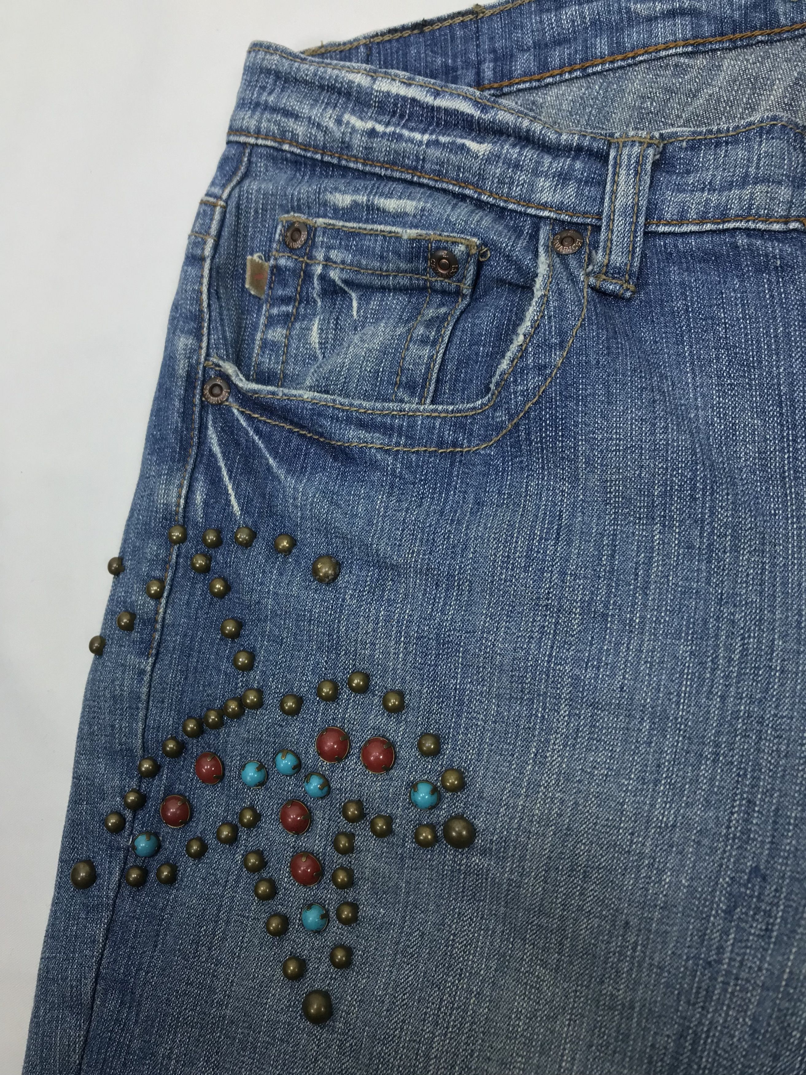 Japanese Brand Vintage Designer Z Cavaricci Art Studded Flare Jeans Size US 32 / EU 48 - 10 Thumbnail