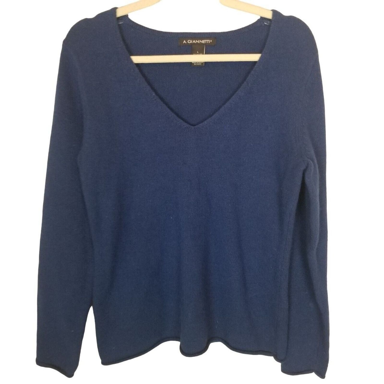 Vintage A Giannetti Womens Wool Angora V-Neck Sweater L Minimalist Size L / US 10 / IT 46 - 1 Thumbnail