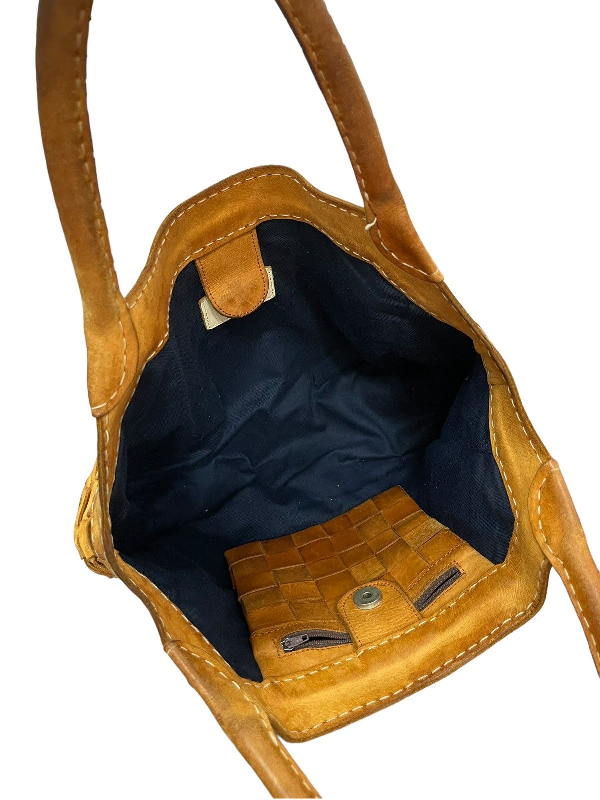 Japanese Brand Full Leather Vtg Robita Japan Intrecciato Weave Tote Bag 1🟩 Size ONE SIZE - 20 Thumbnail