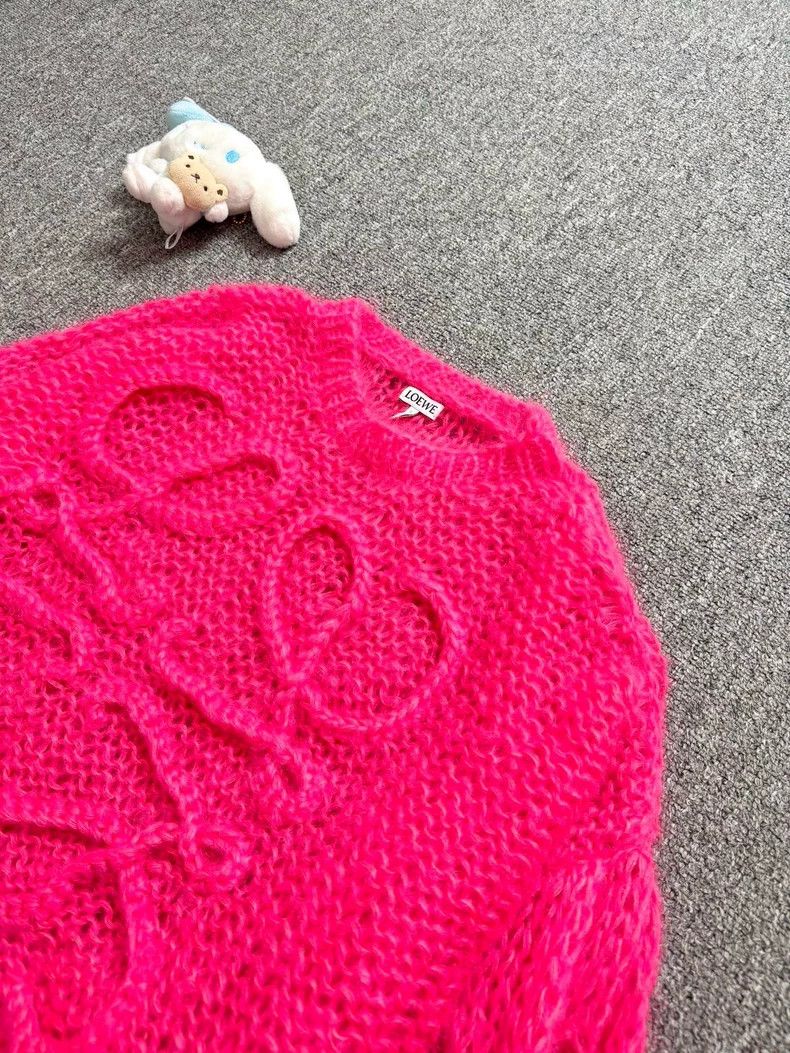 Loewe LOEWE Fluorescent pink logo knit sweater Size XS / US 0-2 / IT 36-38 - 3 Thumbnail
