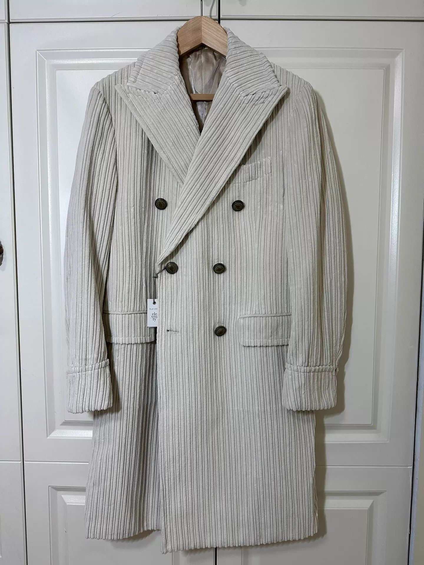 Eleventy Double-Breasted Corduroy Long Coat Size US M / EU 48-50 / 2 - 1 Thumbnail