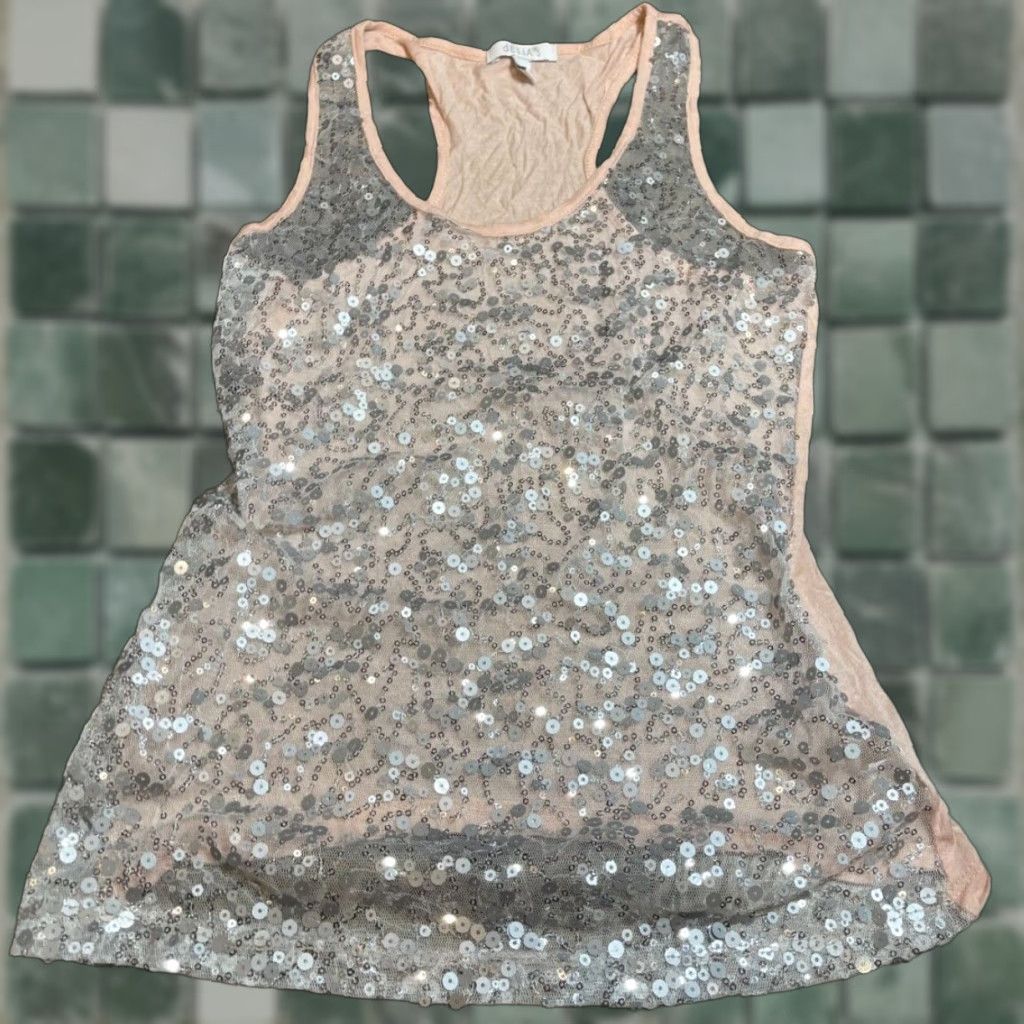 Vintage Delias Tank Womens XS Pink Sequins Sleeveless Top Size XS / US 0-2 / IT 36-38 - 1 Thumbnail