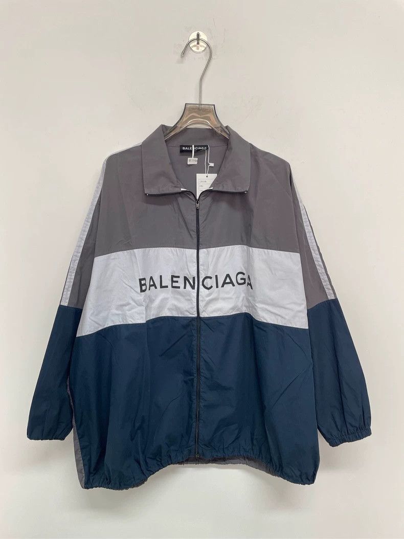 Balenciaga Gray Blue Paneled Jacket - dmc