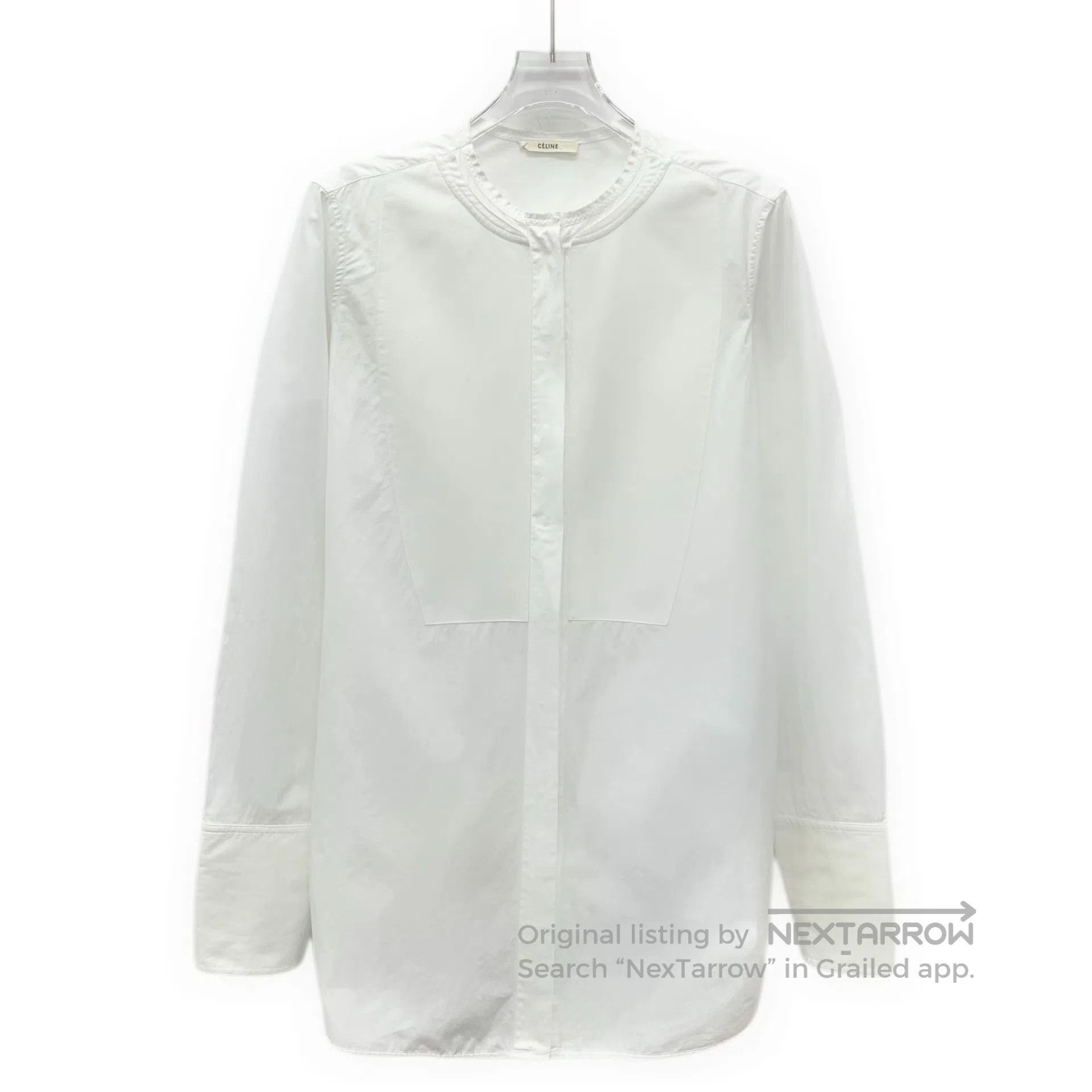 Celine CELINE White cotton round neck long sleeve shirt| Size S / US 4 / IT 40 - 1 Thumbnail