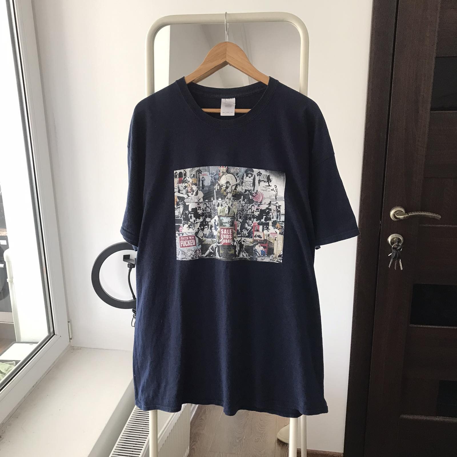 Gildan Banksy art t shirt graffiti 90s Sz XXL