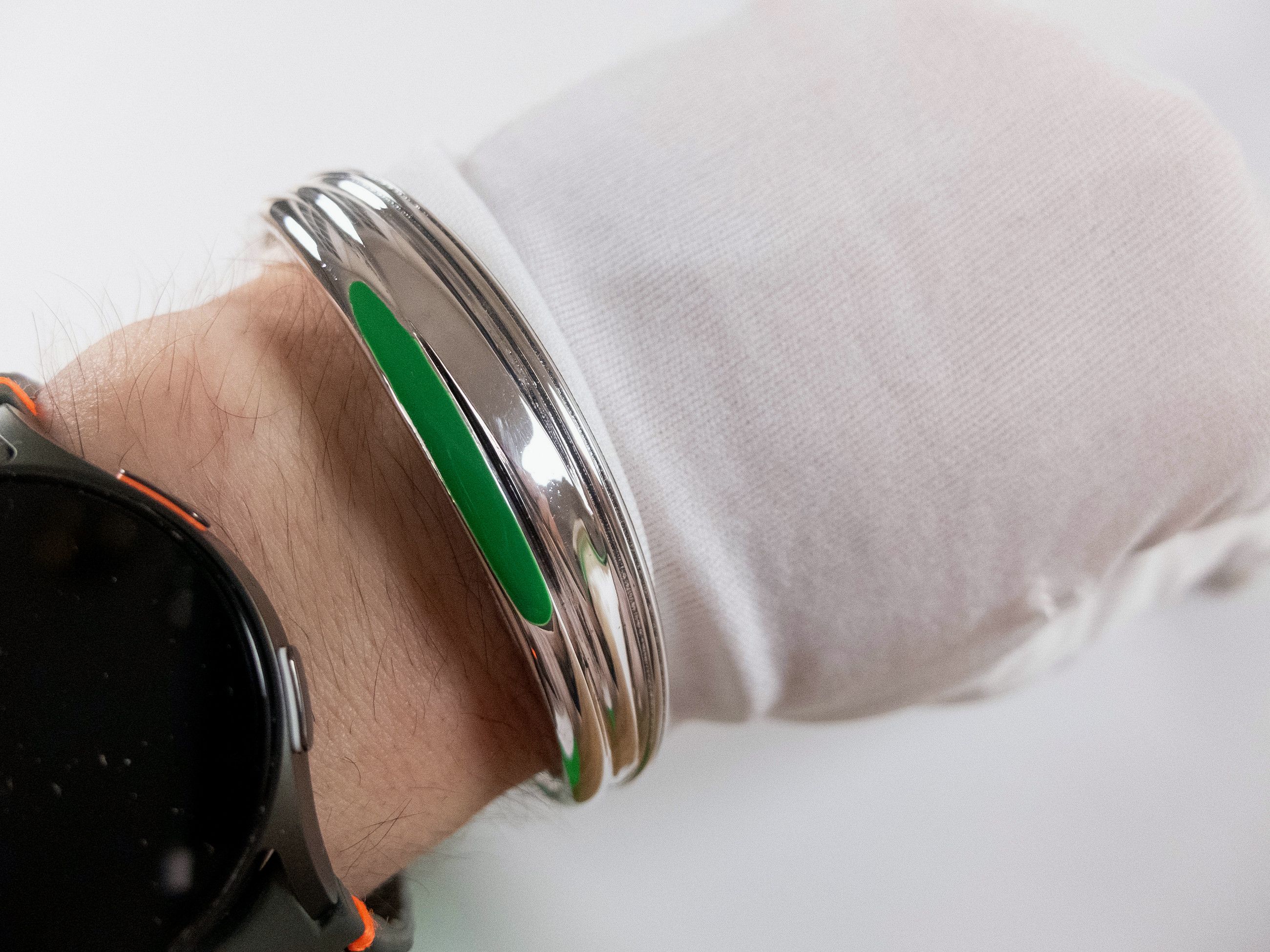 Bottega Veneta BOTTEGA VENETA Trio silver & green cuff bracelet Large q Size ONE SIZE - 8 Thumbnail