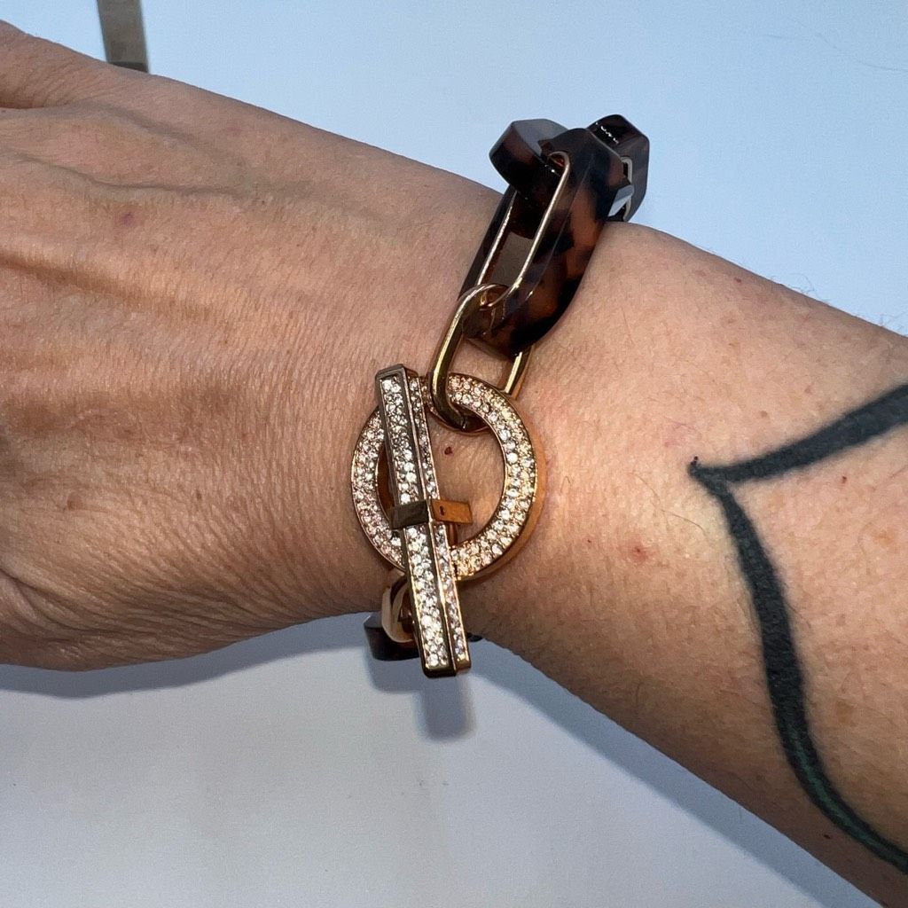 Michael Kors Michael Kors Tortoise Shell Large Link Crystal Rose Gold Tog Size ONE SIZE - 5 Thumbnail