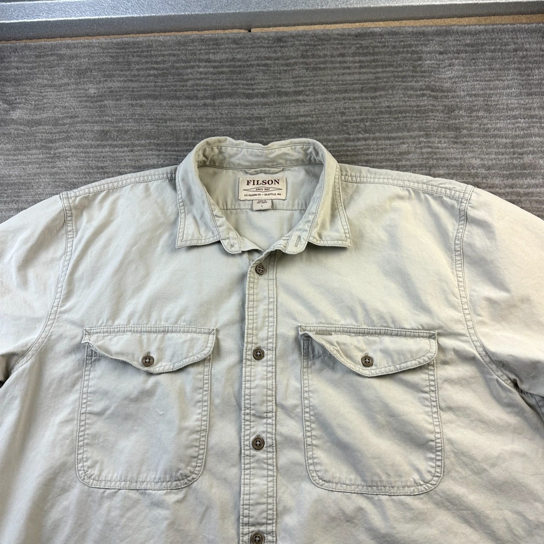 Polo Ralph Lauren VINTAGE CC Filson Shirt Mens Large Beige Tan Safari Utility Outdoors Size US XXL / EU 58 / 5 - 3 Thumbnail