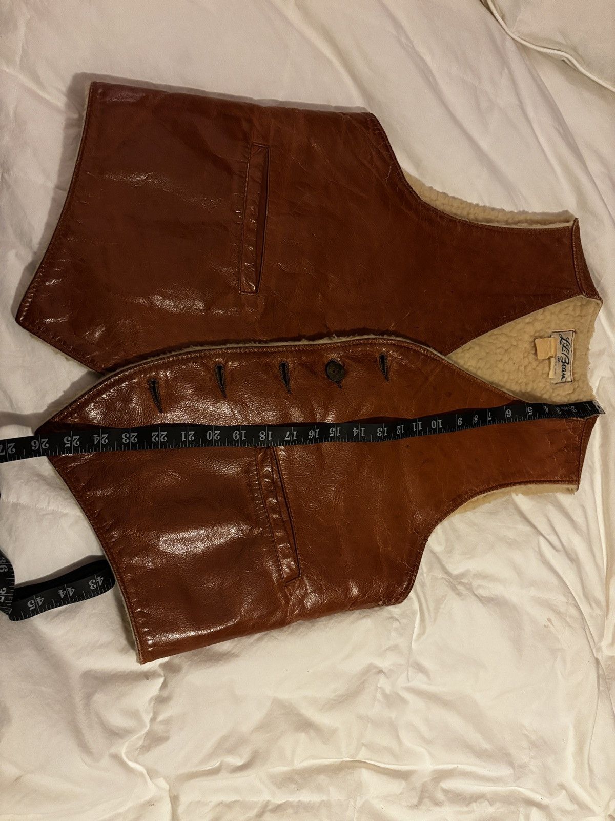 L.L. Bean Vintage LL Bean Leather Vest Shearling Lined Size US XS / EU 42 / 0 - 3 Thumbnail