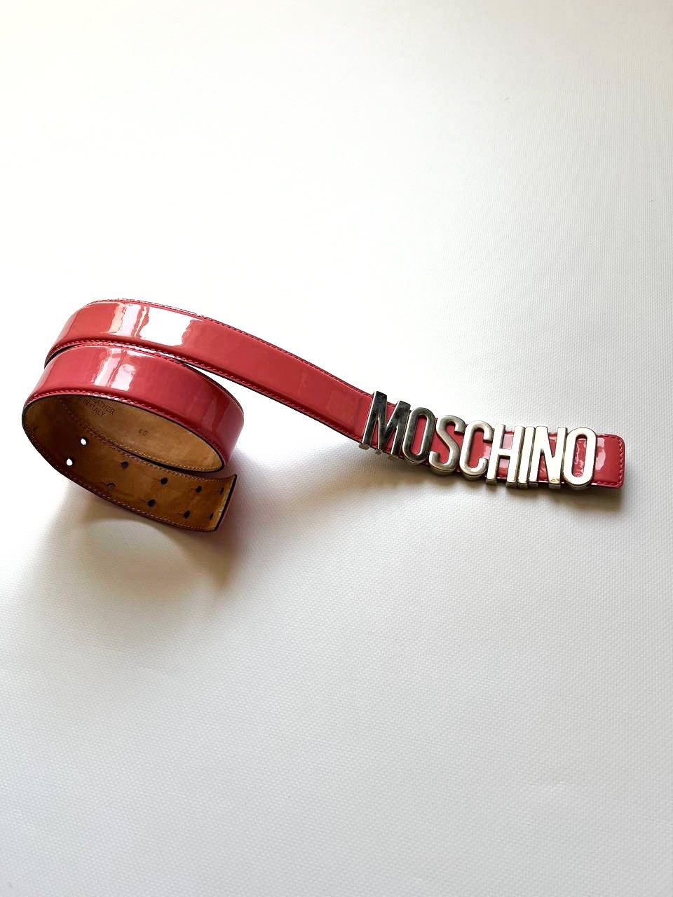 Japanese Brand × Moschino × Vintage Vintage Moschino pink leather metal logo belt y2k Japanese Size ONE SIZE - 3 Thumbnail