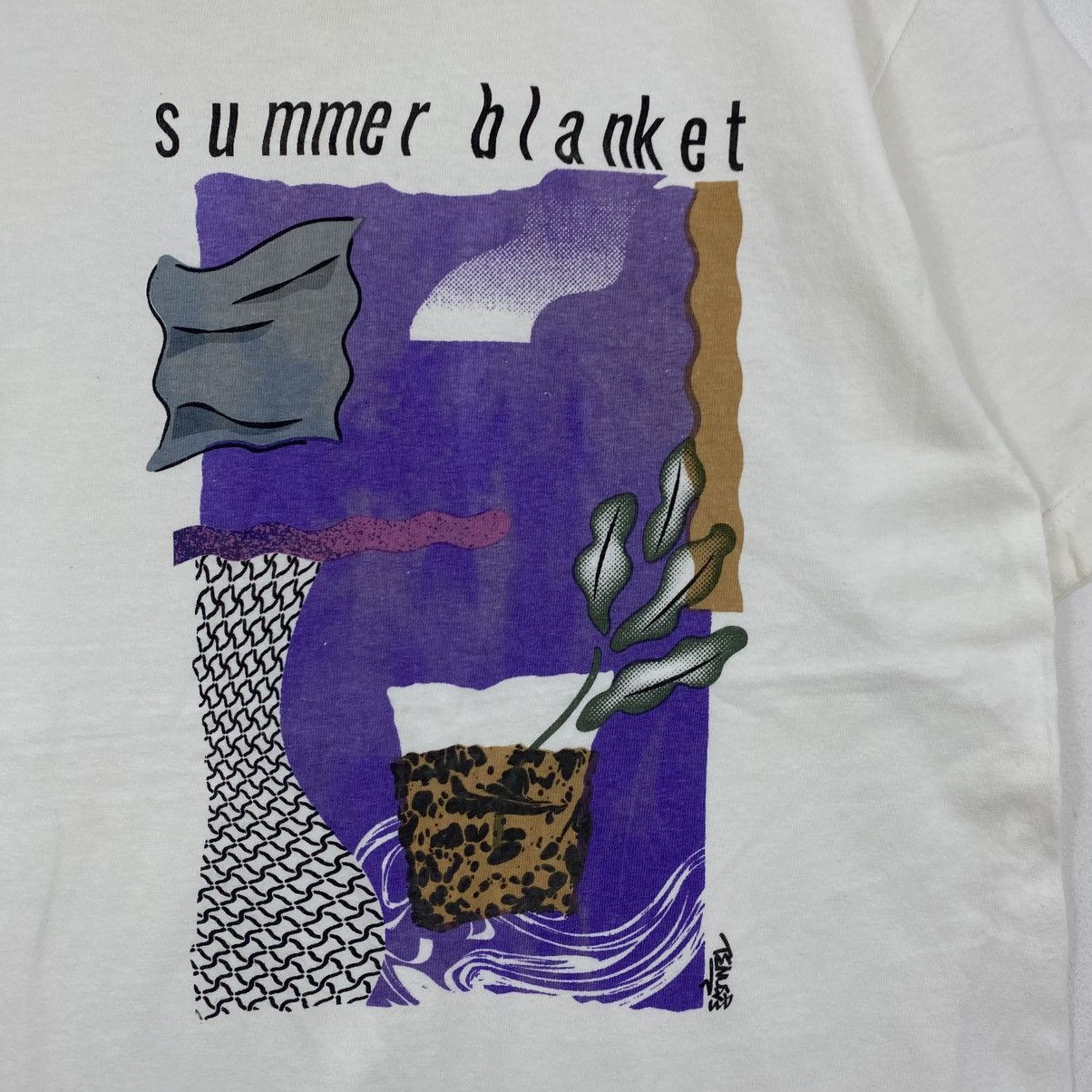 Vintage VTG Alstyle Summer Blanket Abstract Art Shirt Size M White Size US M / EU 48-50 / 2 - 4 Thumbnail