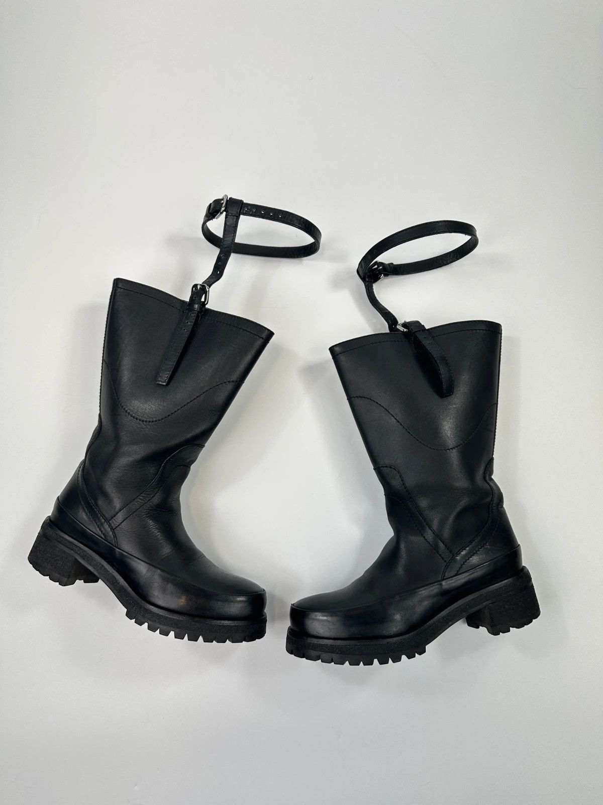 Prada Prada Milano FW2009 Black Leather Garter Strap Boots Size US 6.5 / IT 36.5 - 2 Thumbnail