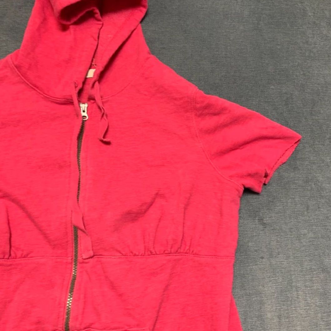 Old Navy Old Navy Maternity Hoodie Womens L Pink Cotton Short Sleeve Full Zip Sweatshirt Size L / US 10 / IT 46 - 5 Thumbnail