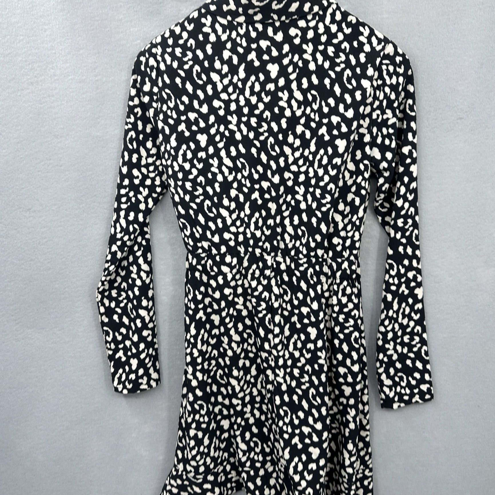 Vintage Bardot Womens XS Black Mini Dress Wrap Animal Print Ruffle V-Neck Casual Sleeve Short Dress Preppy Modern Capsule Vintage: No (remove? vintage No) Size XS / US 0-2 / IT 36-38 - 5 Thumbnail