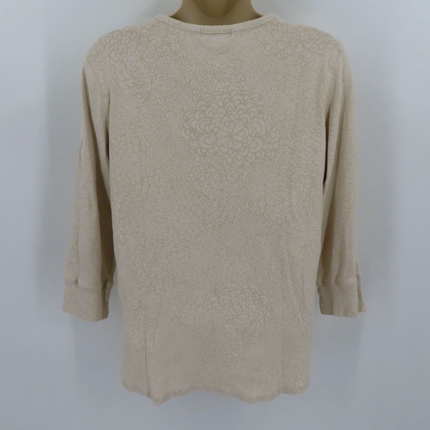 Vintage Fresh Produce Womens XL Beige Floral Button Henley Shirt USA Size XL / US 12-14 / IT 48-50 - 5 Thumbnail